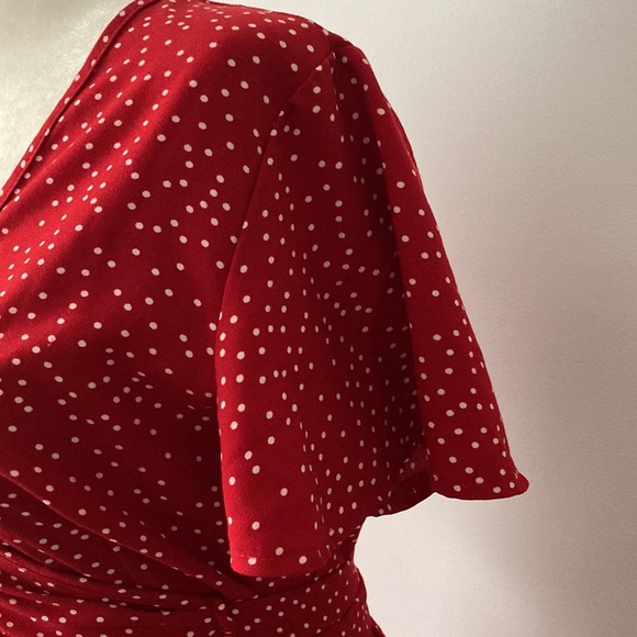 Wrap-Around Red Polka Dot Dress - Picture 6 of 11